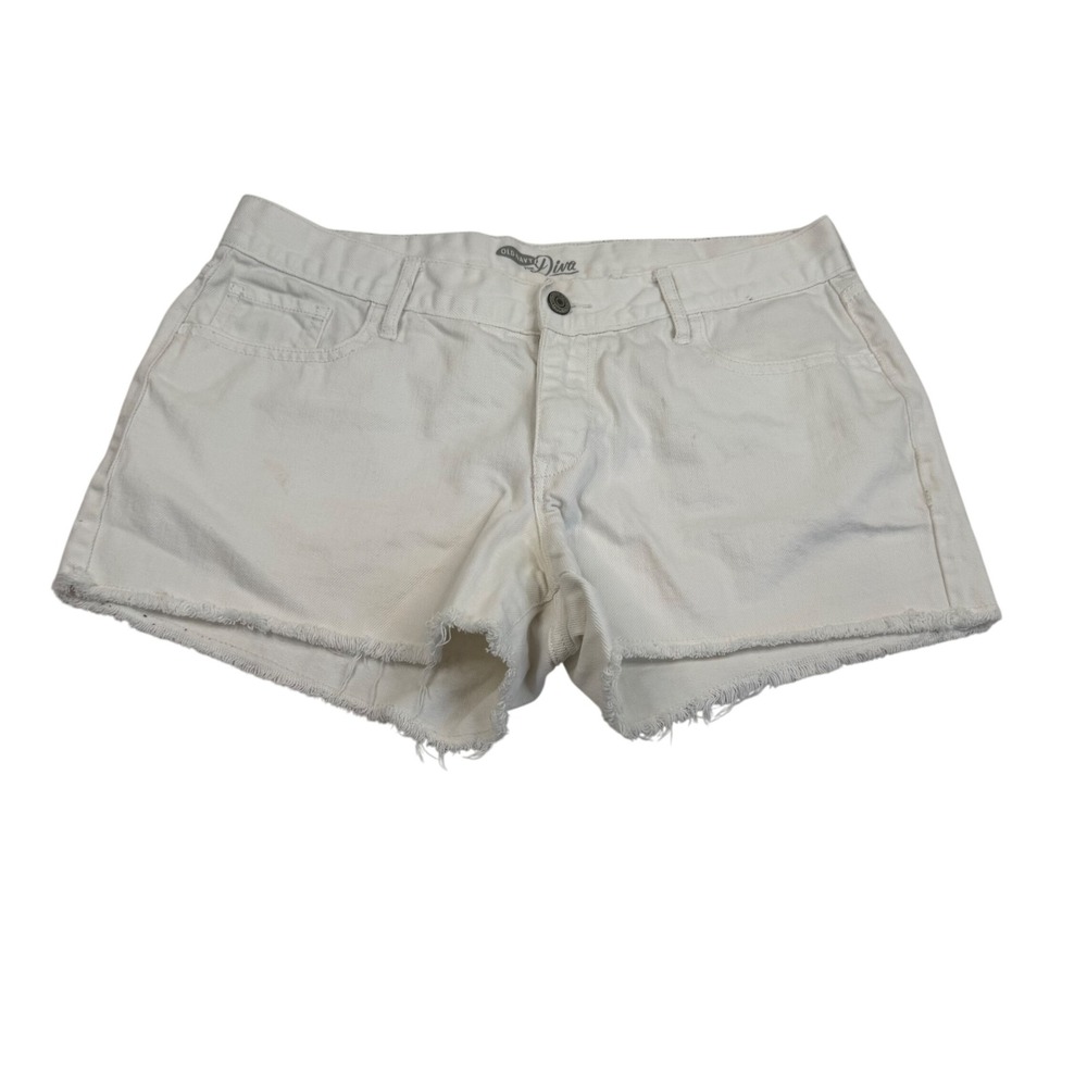Old Navy The Diva White Denim Cut Off Shorts Womens 8 Low Rise Frayed Hem 4652